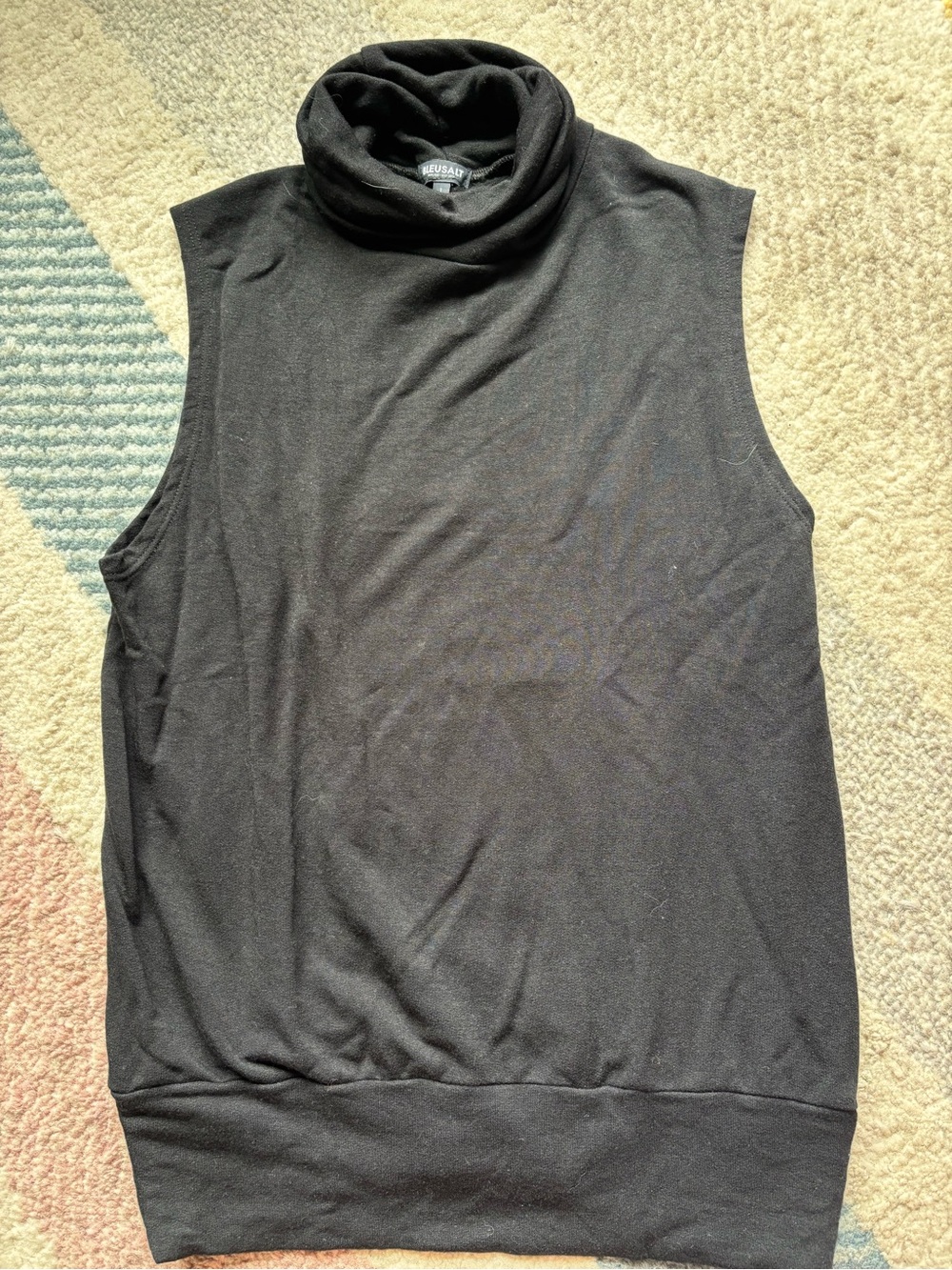 Bleusalt Black Sleeveless Turtleneck Tank Top Size 1 Small Luxury Modal Knit